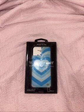 Wildflowers Blue Chevron Heart iPhone 13 Case